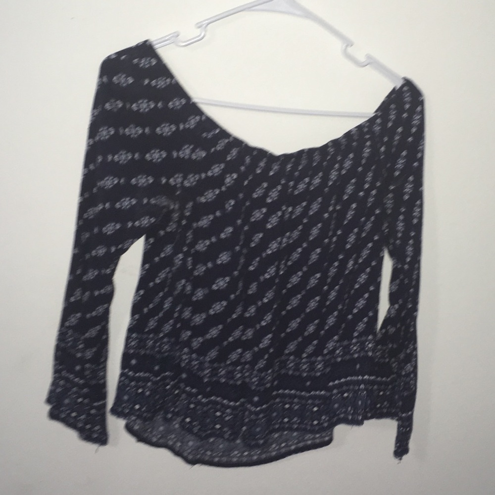 Navy blue floral blouse